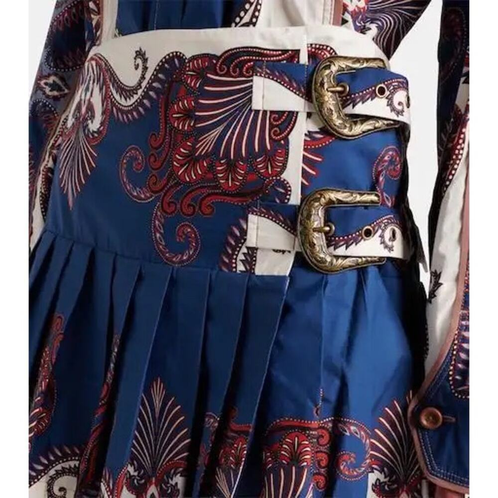 FARM Rio Women's S Blue Arabesque Scarf Pleated Mini Skirt Western NWT - Picture 4 of 9